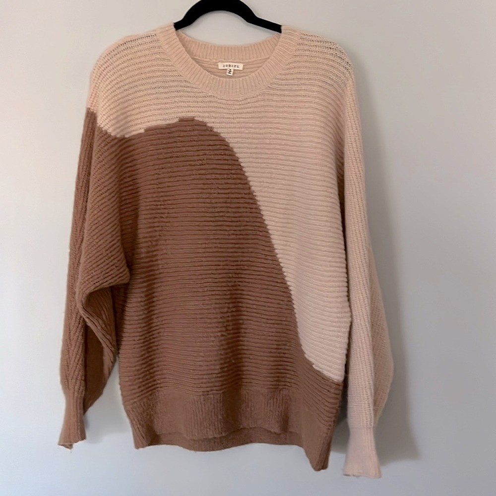 Boho Two Tone Oversized Knit Sweater Size Medium
